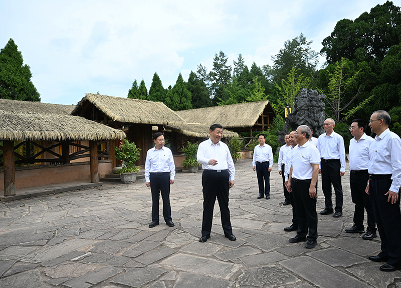 7月25日至27日，中共中央總書記、國家主席、中央軍委主席習(xí)近平在四川考察。這是25日下午，習(xí)近平在廣元市劍閣縣翠云廊考察。